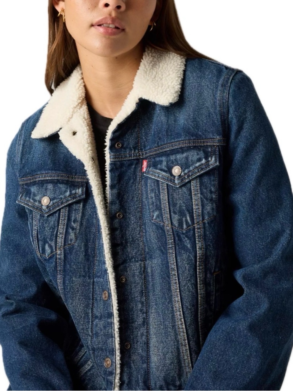 Levi’s Denim Sherpa Jacket. Size XS. - Picture 4 of 8